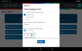 Fig 5 – Optional contact information for customer follow-up